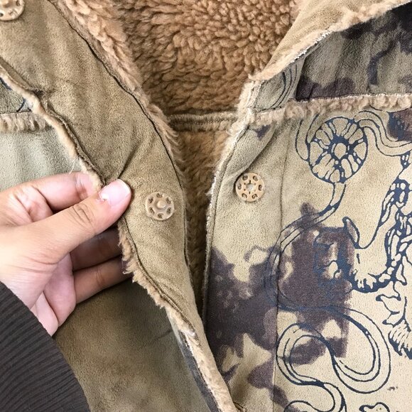 Sao Paulo Womens Faux Suede Shearling Lined Mid-Length Coat 10 - Picture 6 of 14